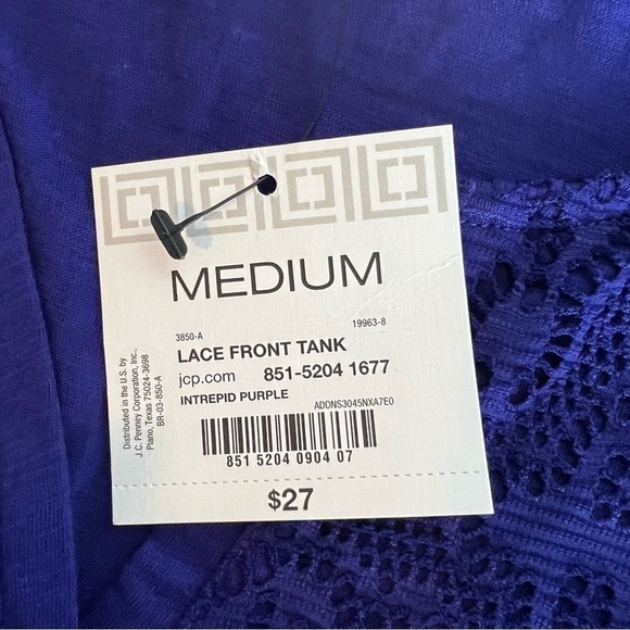 NWT-Liz Claiborne Sleeveless Purple Front Lace Tank Top - Picture 10 of 10